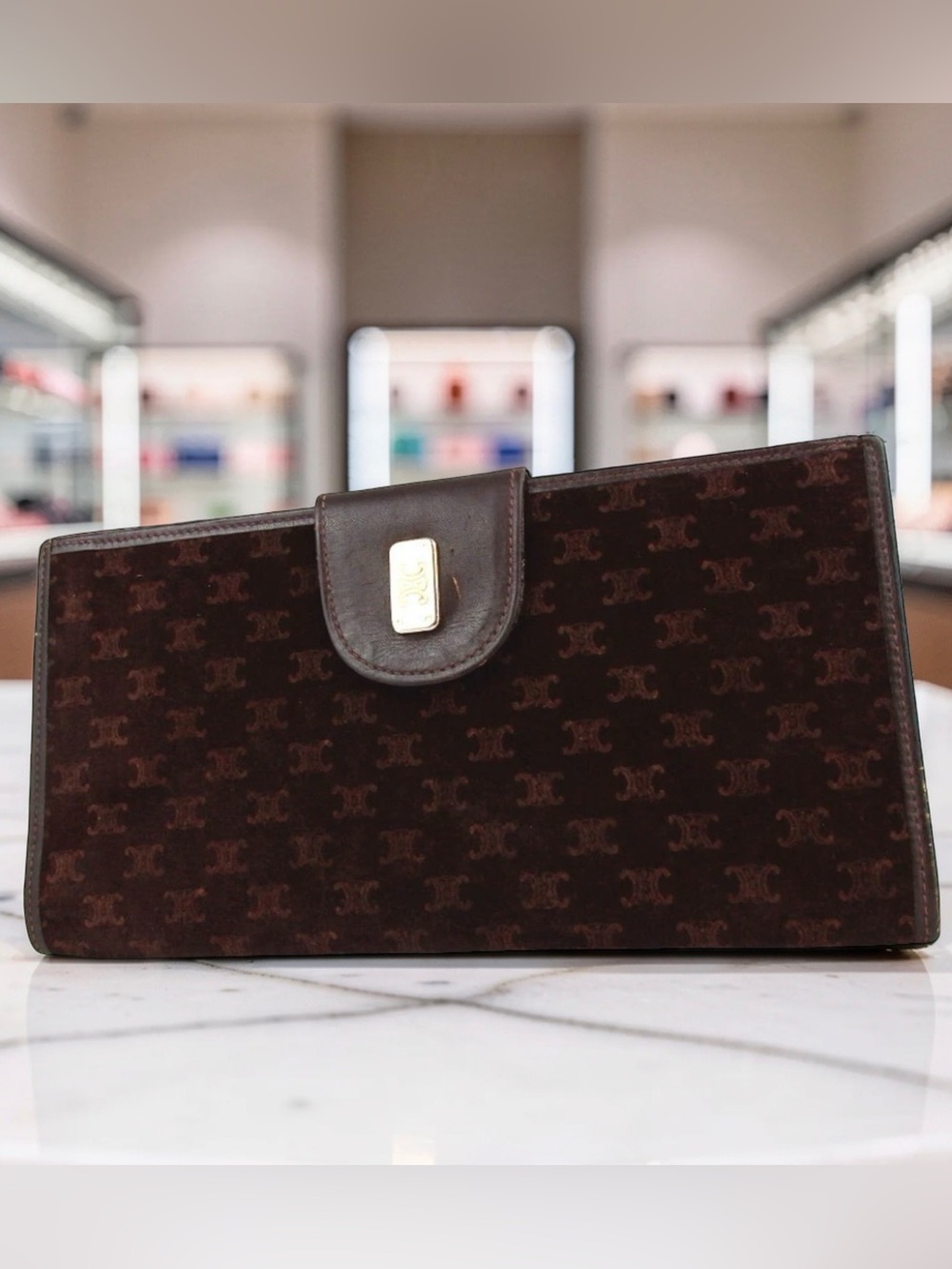 Celine Triomphe Suede/Leather Long Wallet ♥️